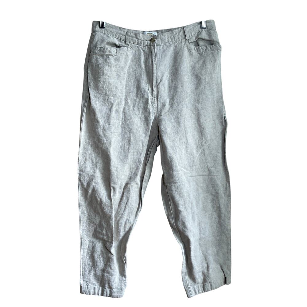 Talbots beige irish linen blend trousers women's 12 casual workwear‎ wide leg